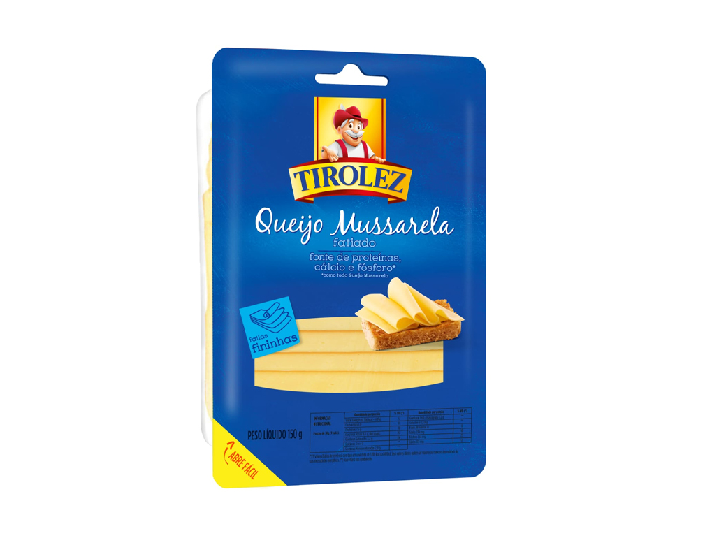 MUÇARELA FATIADA TIROLEZ 150 G (CX 28 PCT)